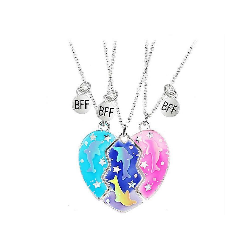 Ensemble de 3 colliers en forme de dauphin et de cœur aimantés