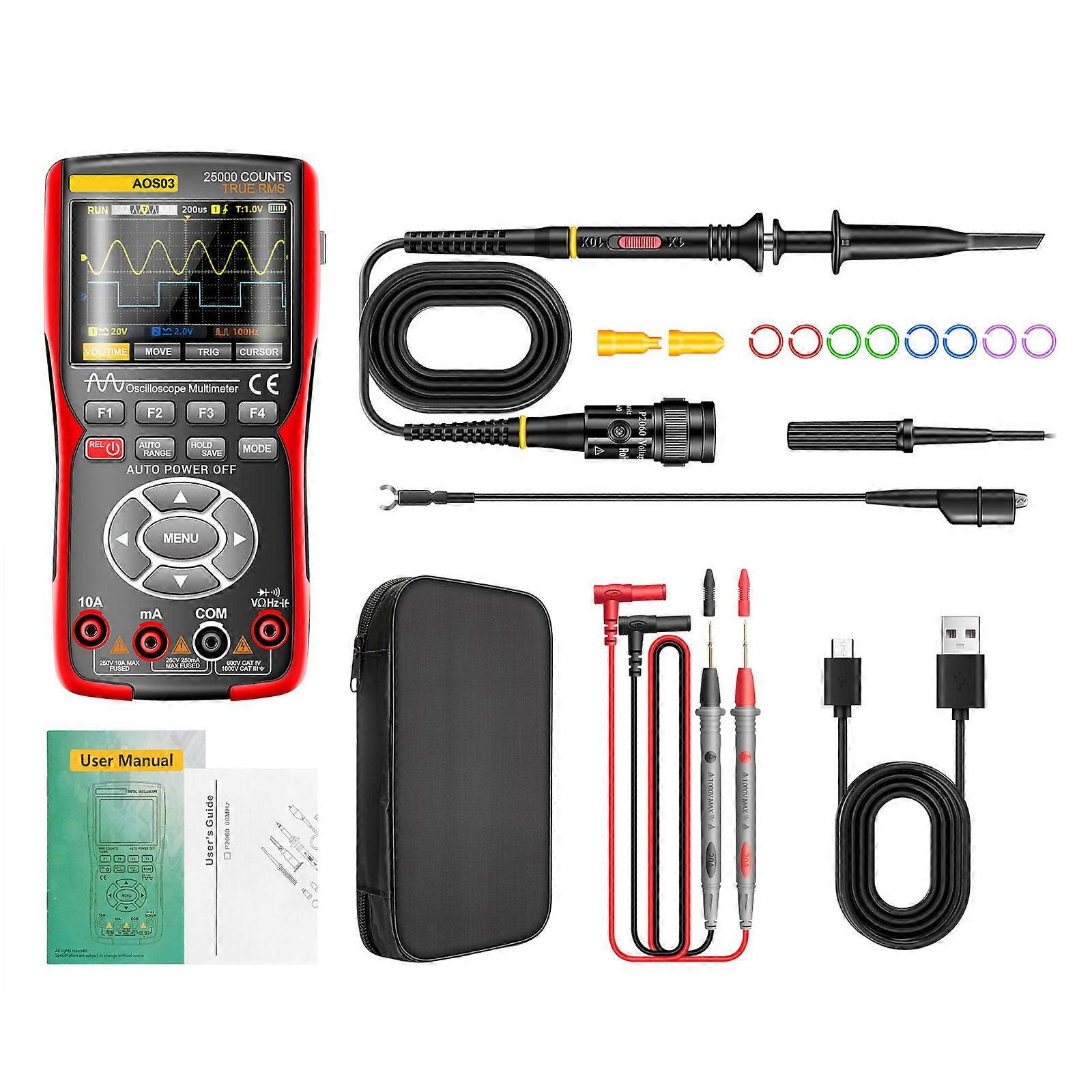 ANENG Oscilloscope Multimeter for Voltage Current Testing 25000 Counts Scope Meter 2 Channel