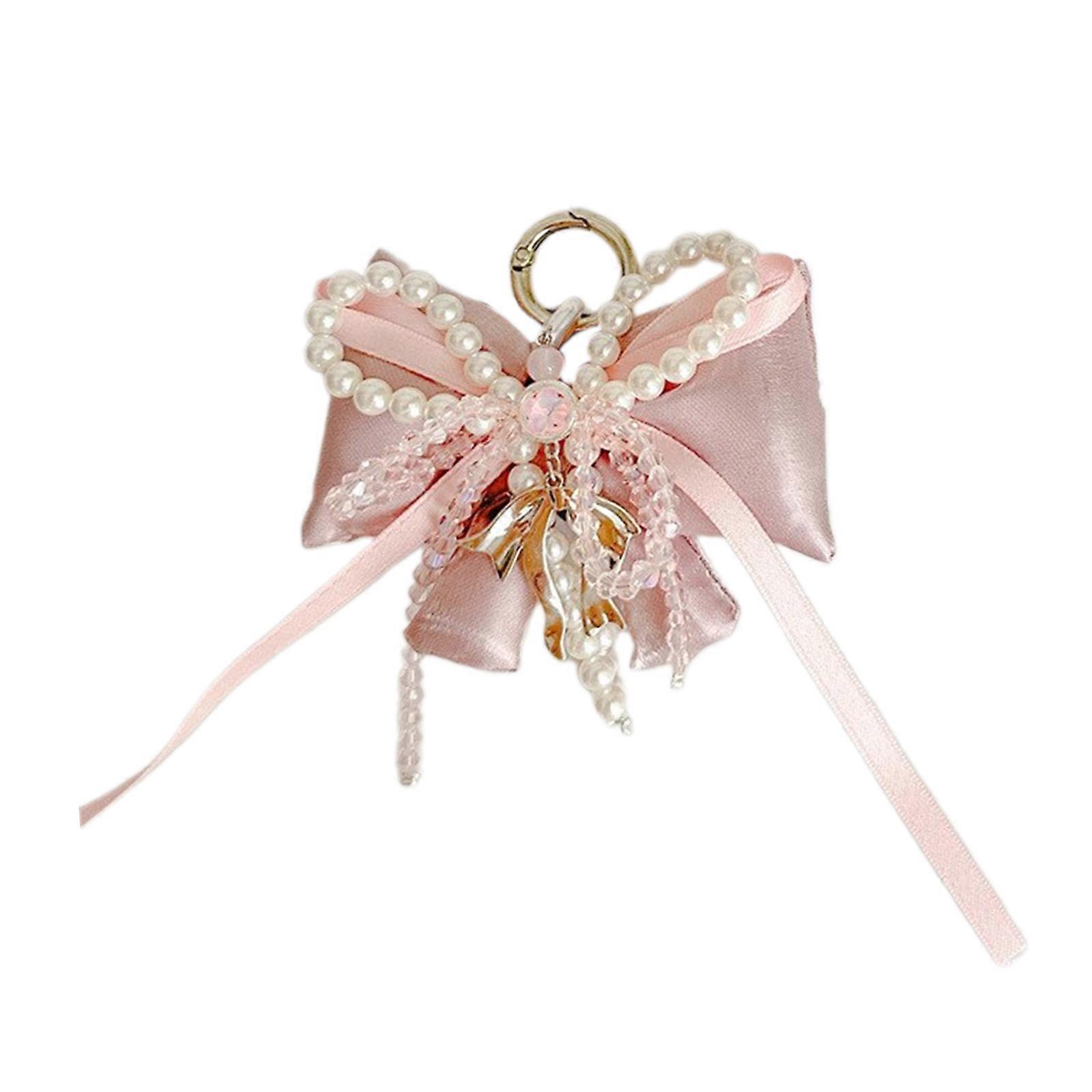 Porte-clés en perles fait main pour femme, accessoire de sac à main, breloque de téléphone unique, nœud papillon, ornement de sac à main