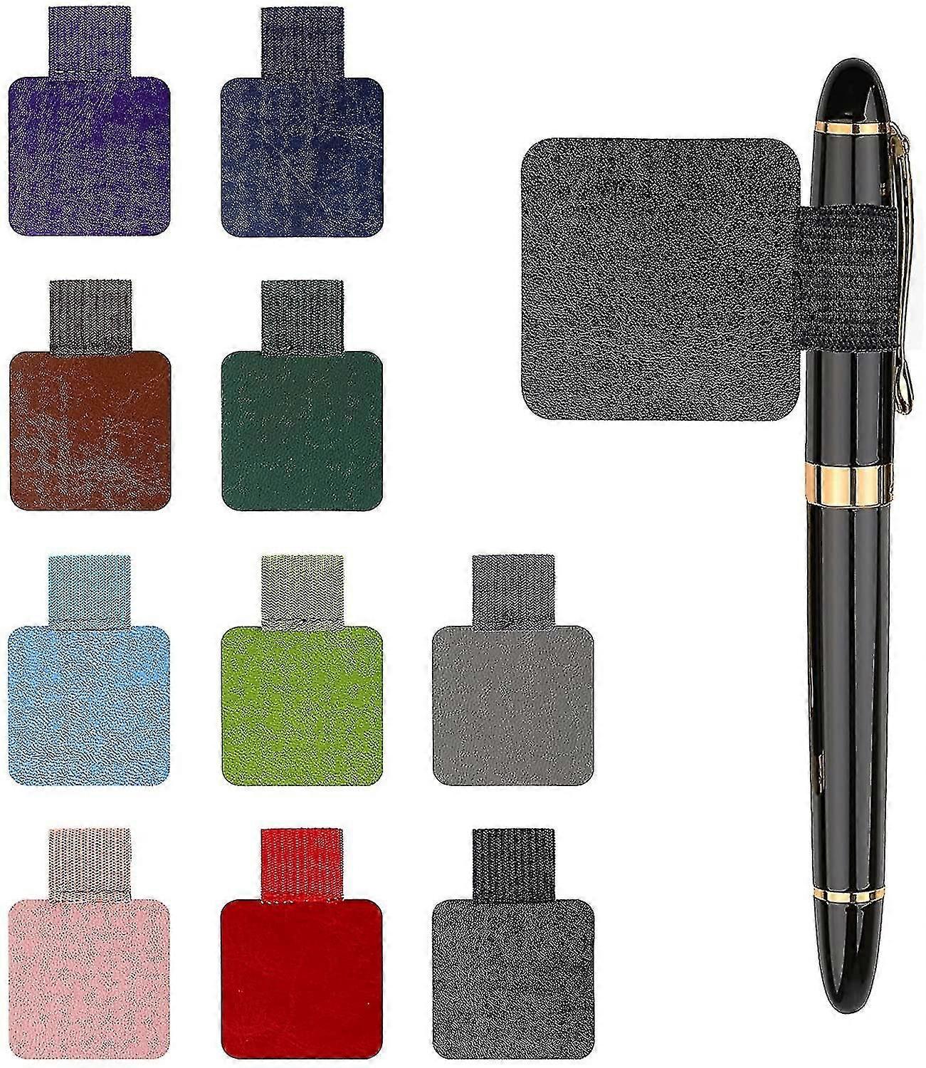 10 Pack Self-adhesive Pen Holders With Leather Elastic Band For Pen Notepad Holderrandom Color