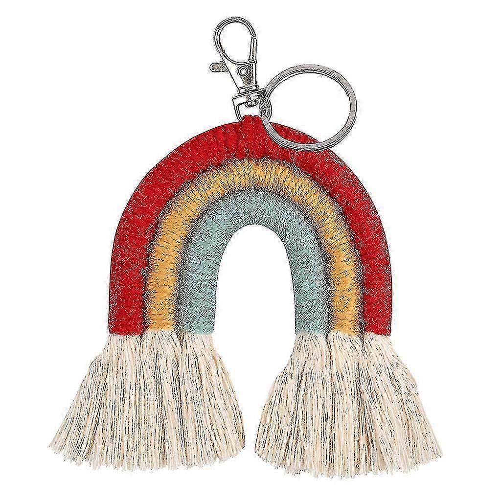 Weaving Rainbow Keychains For Women Tassel Macrame Keyrings For Key Holder Jewel