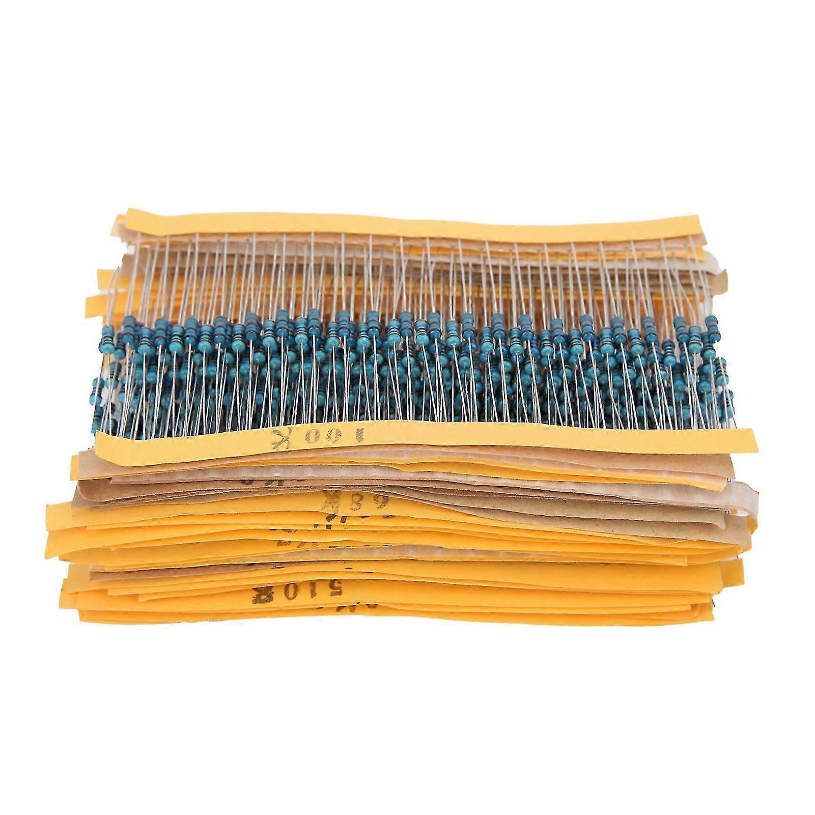 600 יחידות ערכת נגדי סרט מתכת הגנה בטיחות סט מגוון ציוד אלקטרוני 1/4w