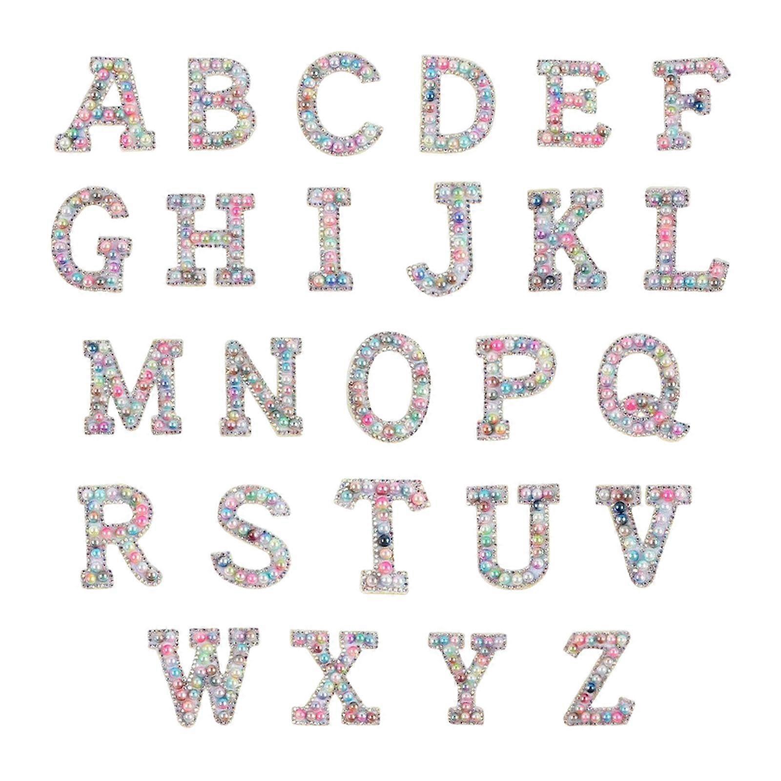 26Pcs Rhinestone Letter Patches Iron on Alphabet Patch DIY A-Z Letter Patches