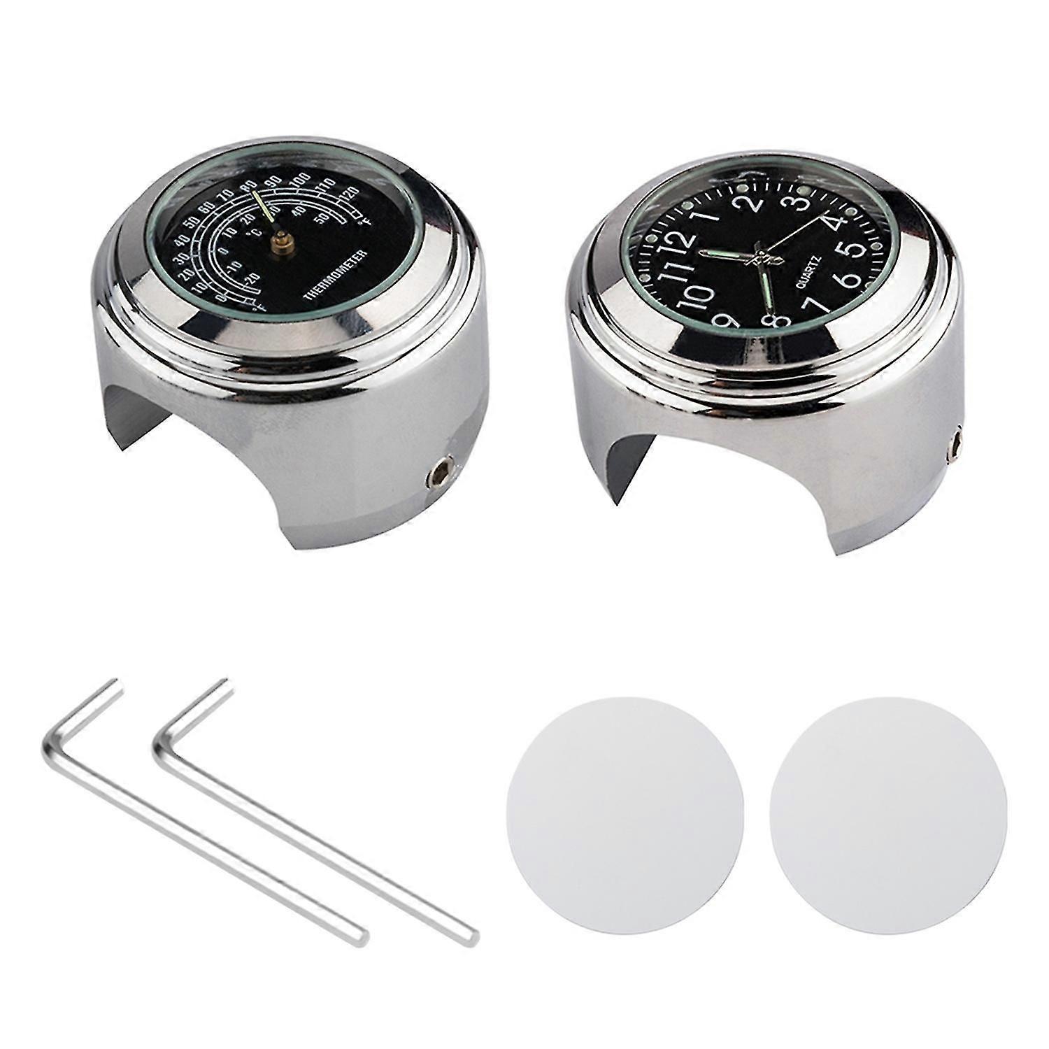 Universal Waterproof Motorcycle/Bicycle Clock Thermometer - Handlebar Mount Replacement Gauge