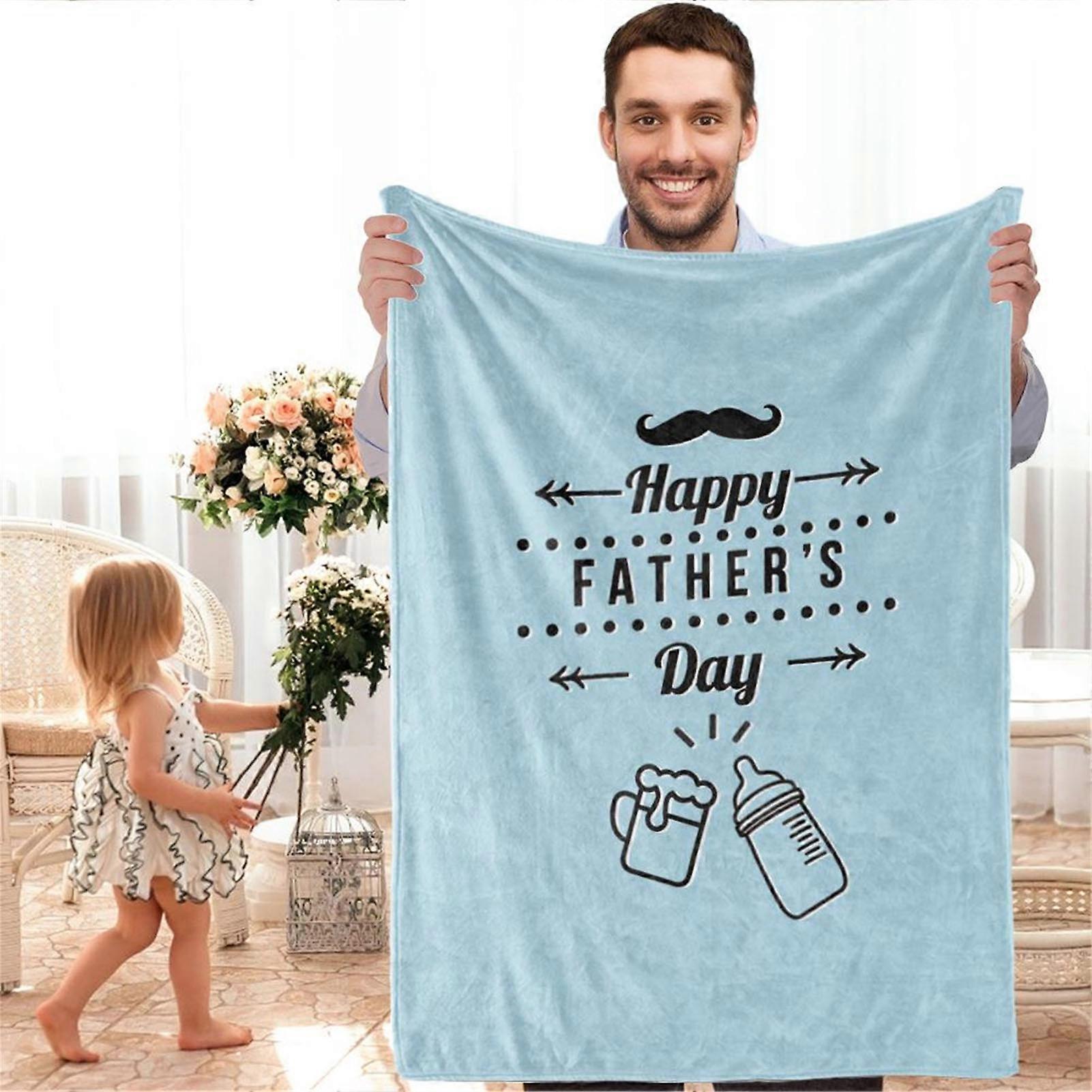 Personalized Blanket Soft Polyester Throw Blanket Portable Multipurpose for Father