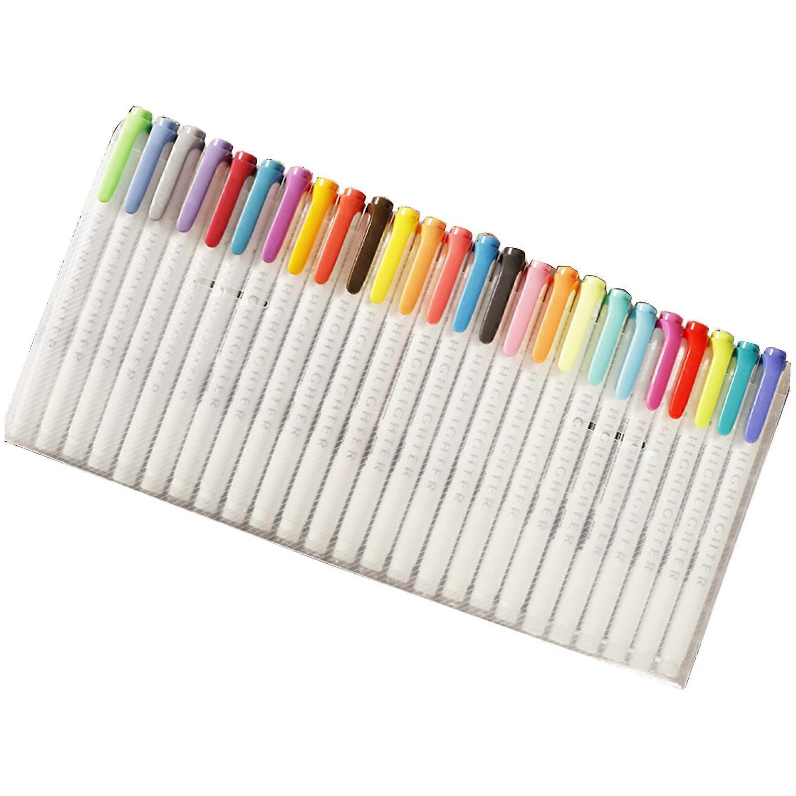 15/25Pcs Double Ended Highlighter Pen Fluorescent Color Highlighter Broad Chisel Tip for Planner Calendar Journal
