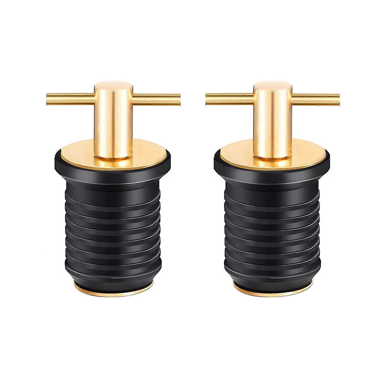 2 Pieces Universal Twist-Turn Marine Boat Drain Plug Canoe Kayak Drain Stoppers T-Handle Drain Plug Replacement