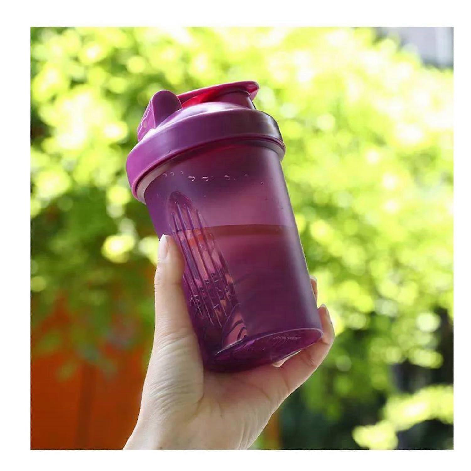 Protein Shaker Bottle, BPA-Free, 16 Oz (400 Ml), Purple Transparent, Classic Loop-Top Lid, Mixing Ball, For Pre-Workout