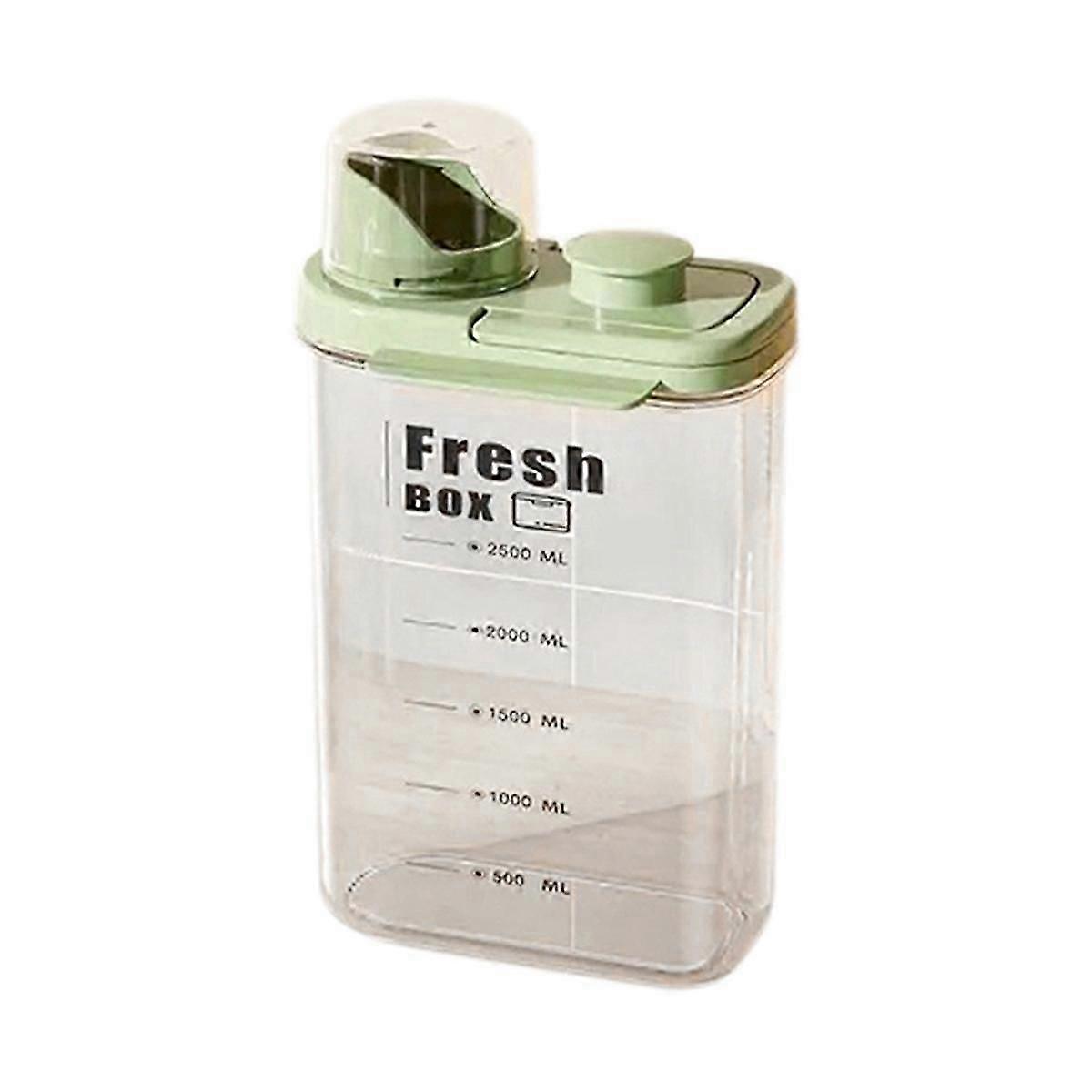 Transparent Kitchen Grain Storage Container with Handle, 2800ml, Moisture-Proof and Insect- Green