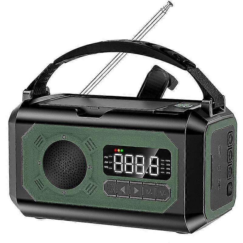 12000mah nødradio, multifunksjons Am/fm/noaa værradio, 2 solcellepaneler, håndsveiv, usb-kabel 3 lademetoder, sos-alarm, blinklys (oransje)