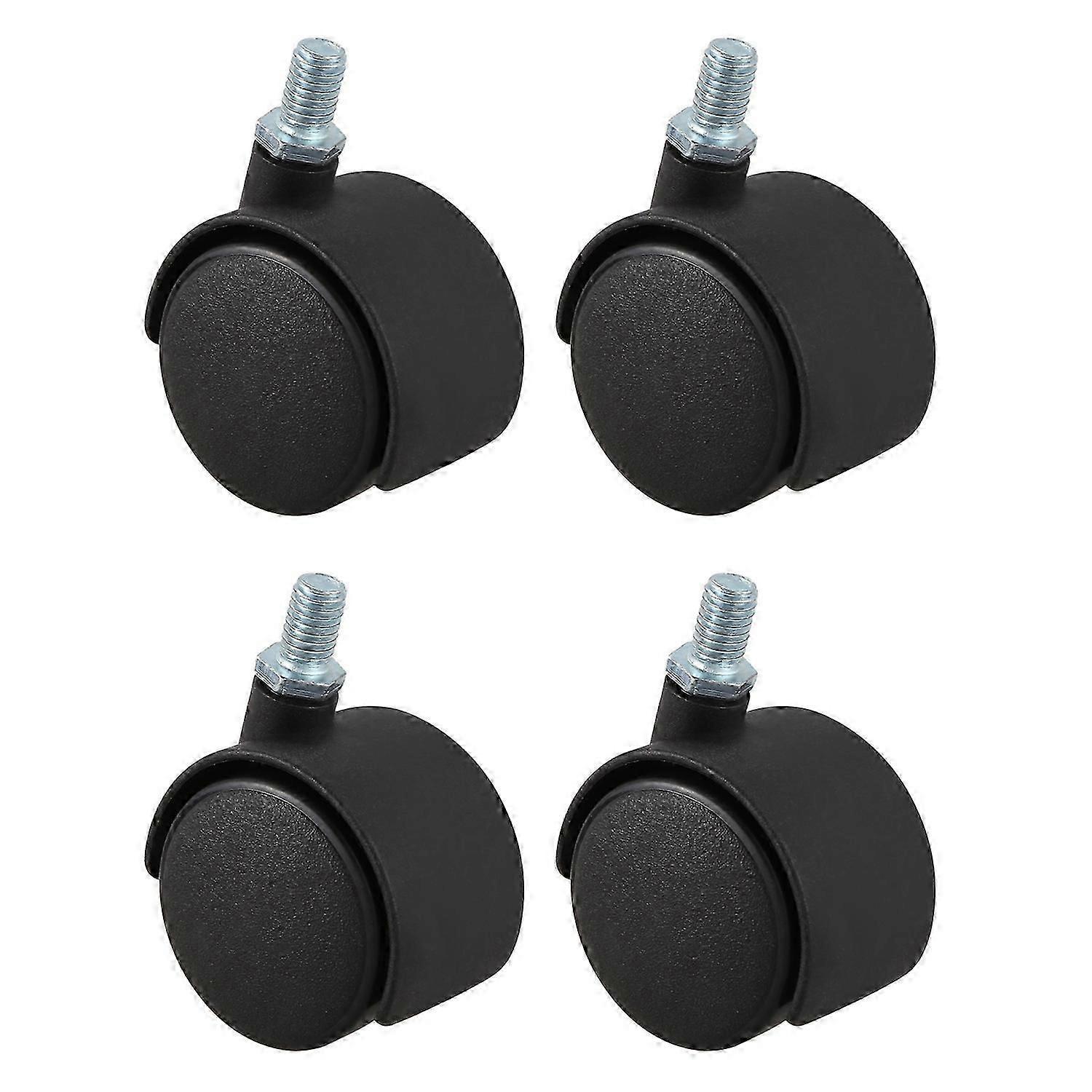 Rodízio giratório de plástico 8mm haste de parafuso 1,5 polegadas diâmetro roda 4 pcs