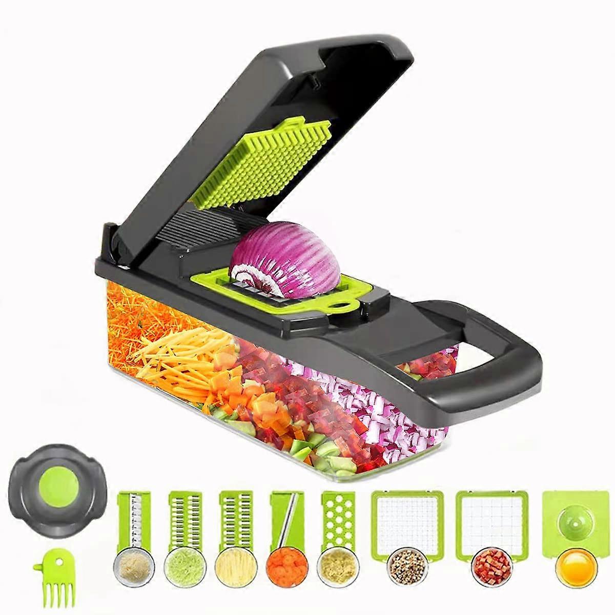 Vegetable Chopper Mandoline Slicer 8 In 1 with Container Multi Blade Egg Separator Gray Kitchen Gadget for Vegetables and Fruits
