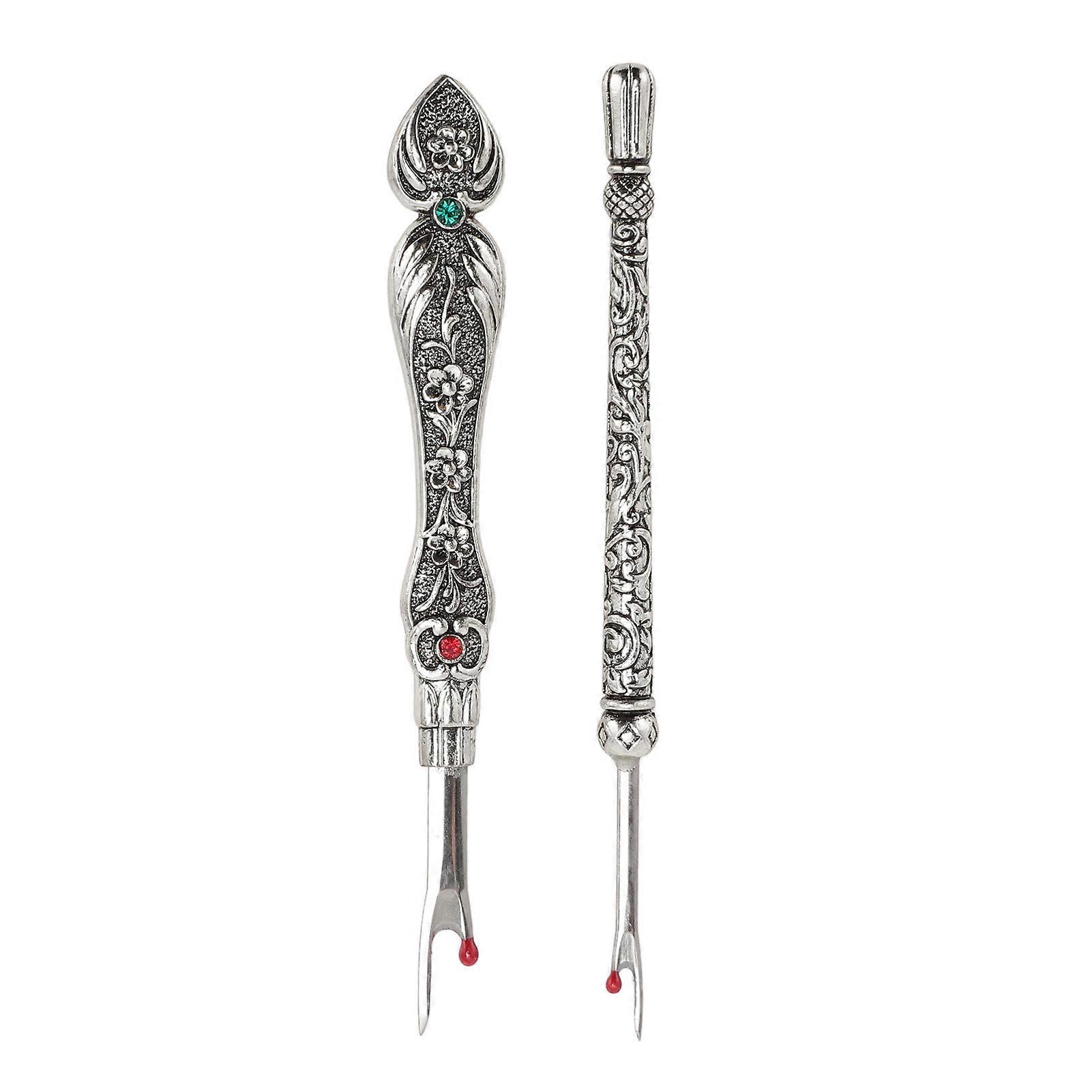 2pcs Retro Seam Remover Metal Hand Stitch Tool for Quick Thread Removal DIY Needlework Leatherwork Silver