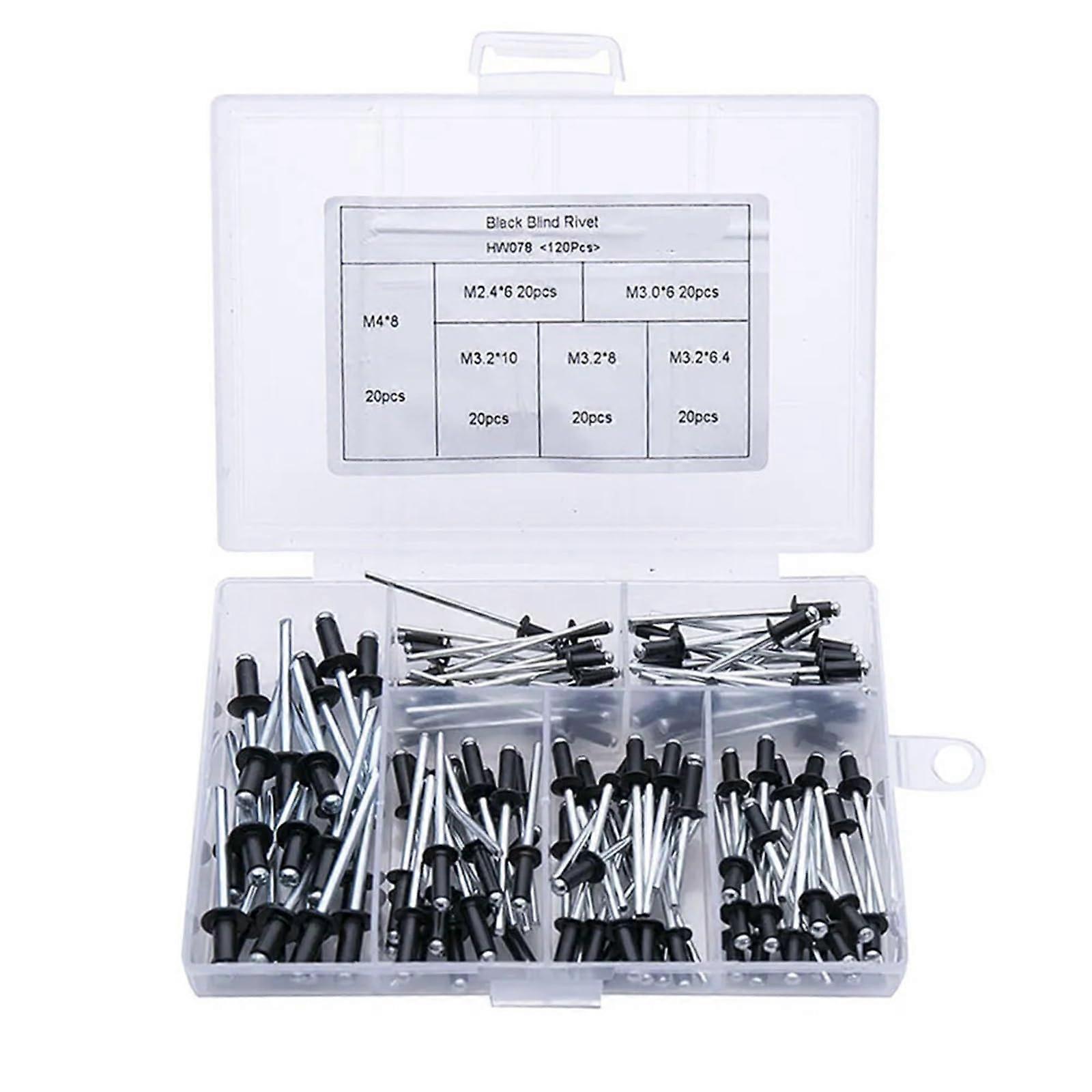 120PCS/box M2.4 M3.2 M4 Black Pull Nail Open Aluminum Core Rivet Decoration Nail Pull Rivet