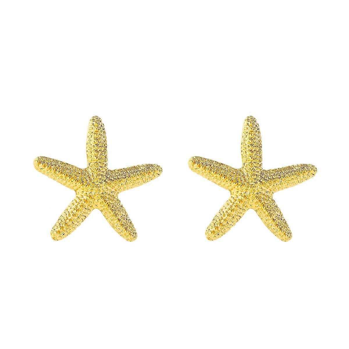 Starfish Earrings Gold Plated Large Chunky Beach Ocean Shell Retro Stud Earrings