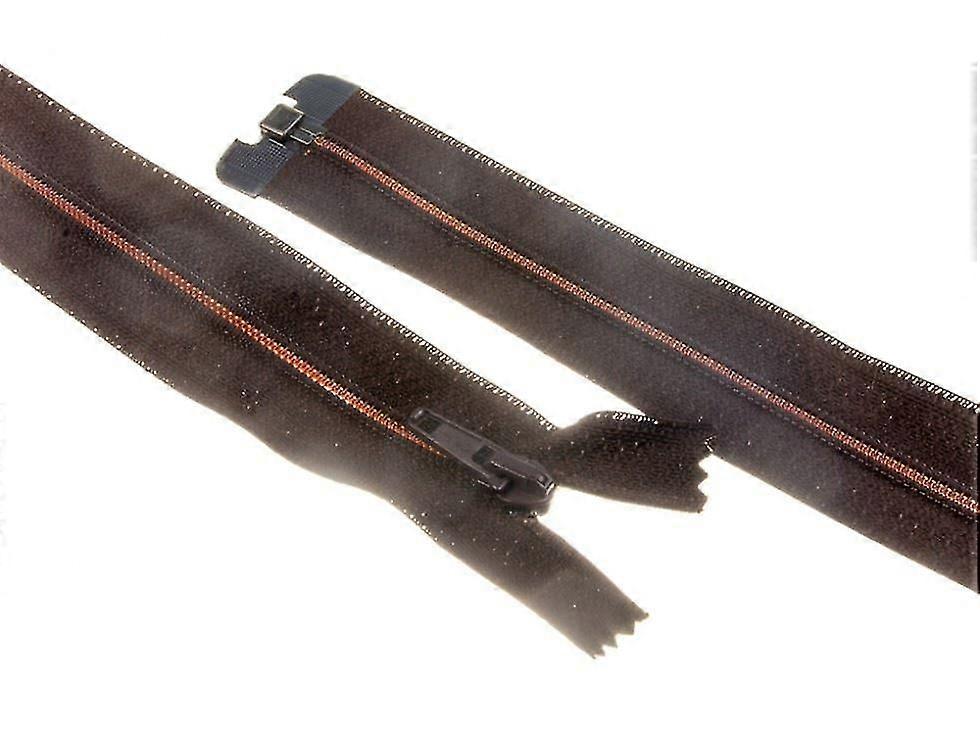 Minerva Nylon Open End Coat Zips Brown - 35 cm - each