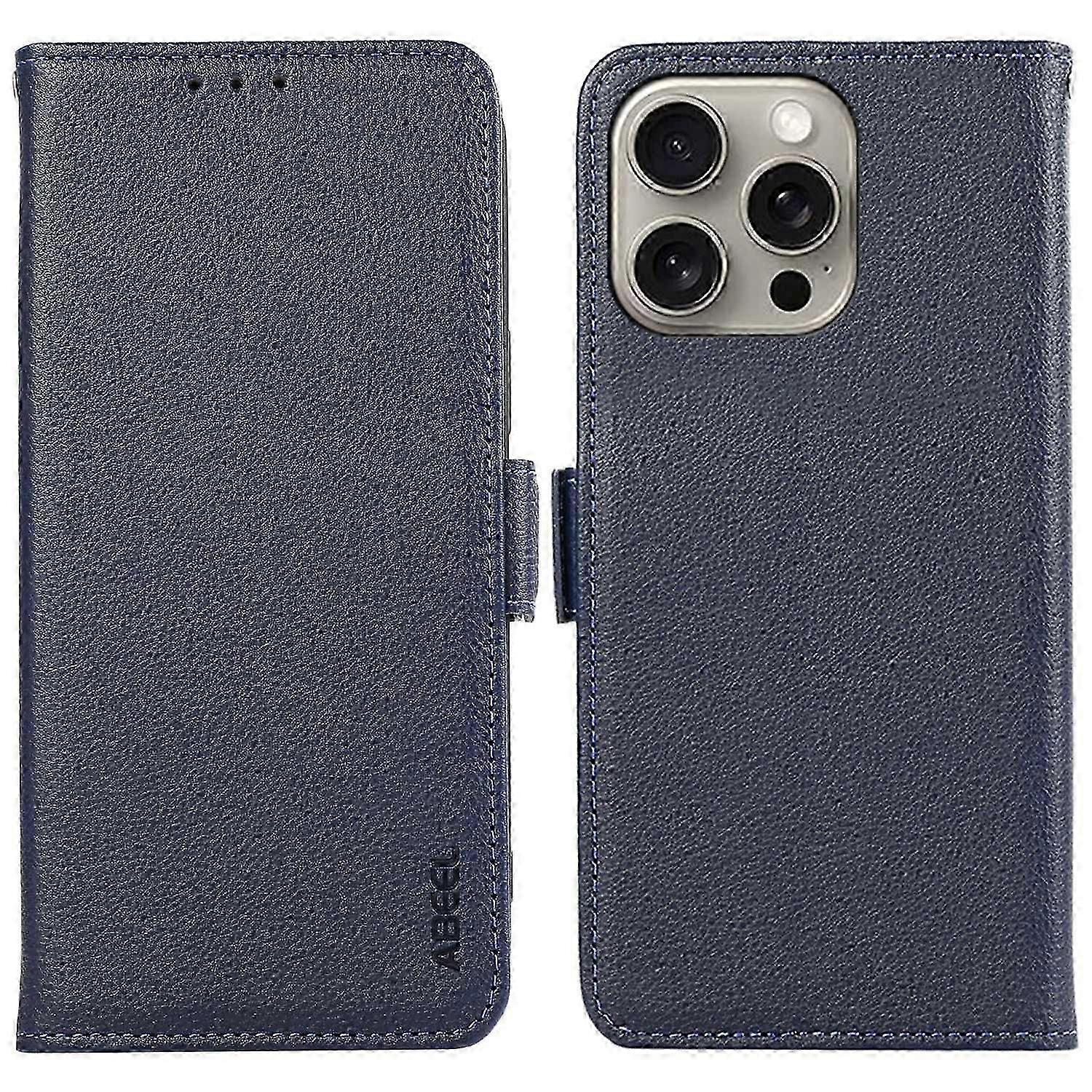 For iPhone 15 Pro Max Case RFID Blocking Leather Phone Cover Side Magnetic Clasp