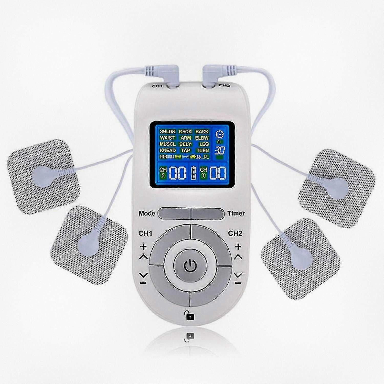 Dual Channel Portable TENS EMS Muscle Stimulator with 12 Modes for Pain Relief and Massage