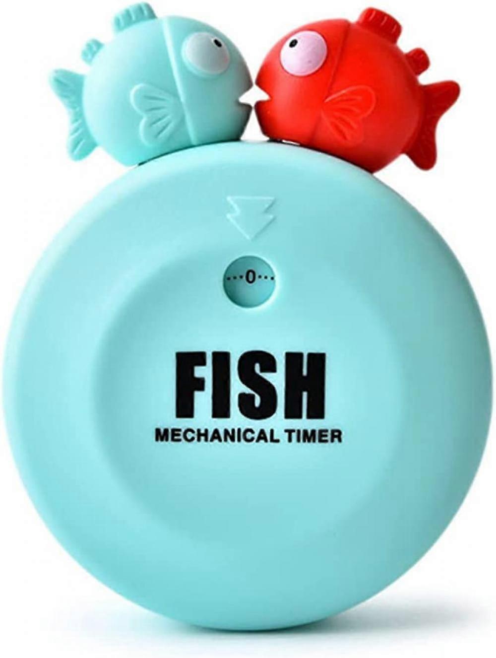Cute Kiss Fish Design Kitchen Timer, Mechanical Timer 55-Minute Timer, Cooking Countdown, Timer with Magnet for Refrigerator(Blue)
