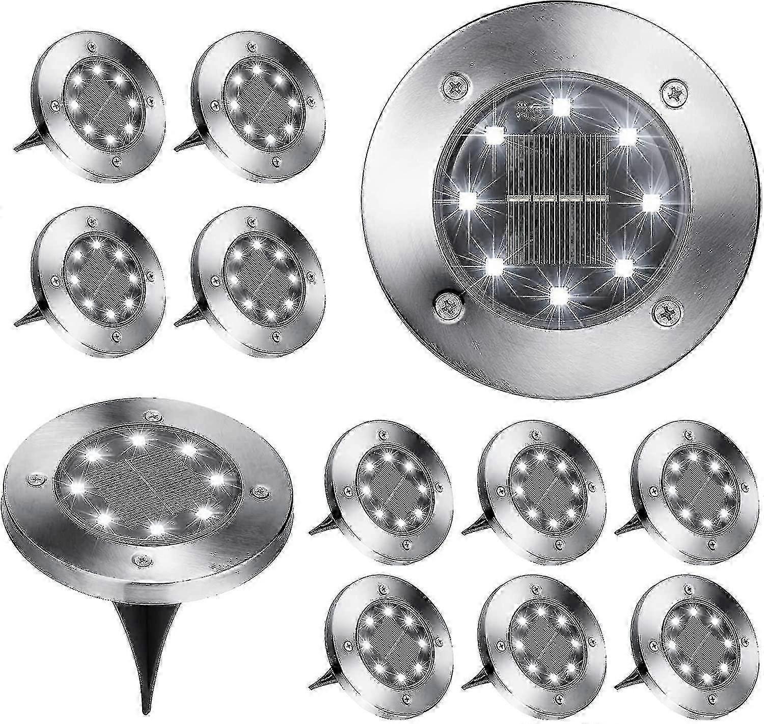Markbelysning, 12-pack 8 LED-solbelysning, vattentät