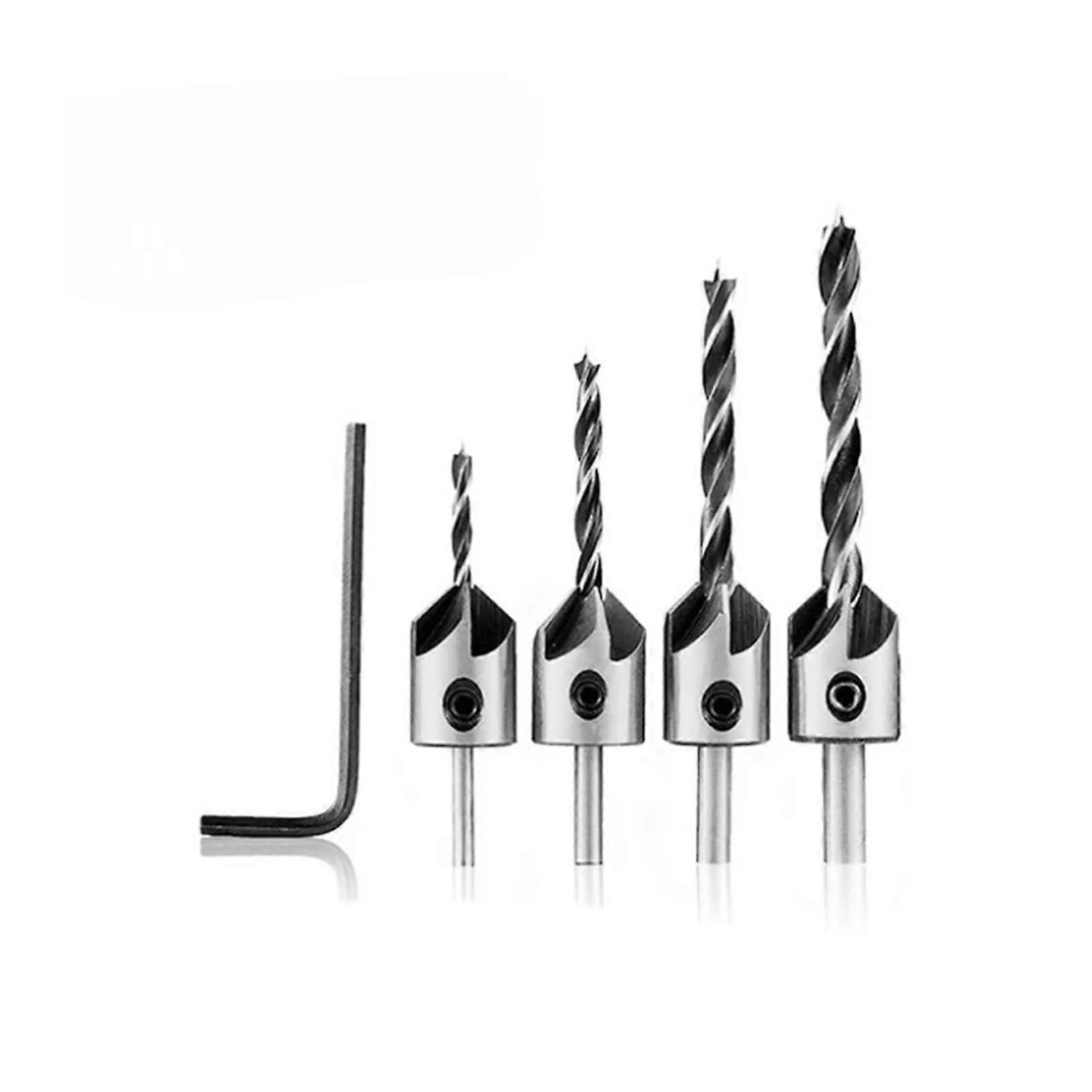 Countersink Drill Bit Set Reamer Woodworking Chamfer Counterbore Pliot Hole Cutter Screw Hole Drill 4/5/6/7/8/10mm HSS Hole Dril(Gold)