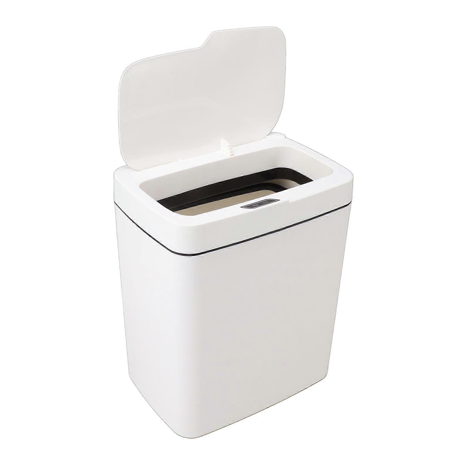 Automatic Trash Can 18L PP Motion Sensor Battery Type Smart Garbage Bin with Lid for Bathroom Bedroom White