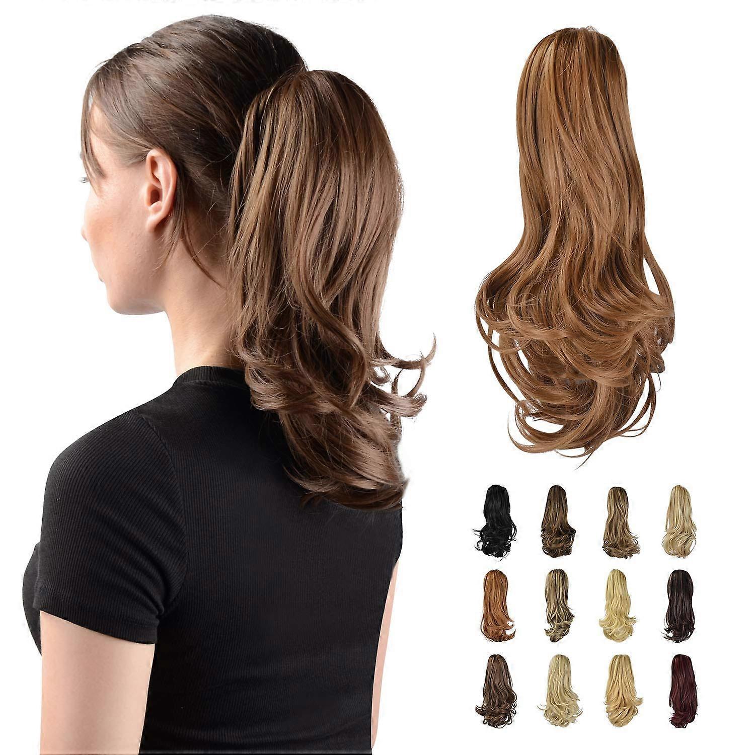 Long Curly Ponytail Clip-In Hair Extension Auburn 13 Inches, Synthetic Light Weight Hairpiece for Everyday Style