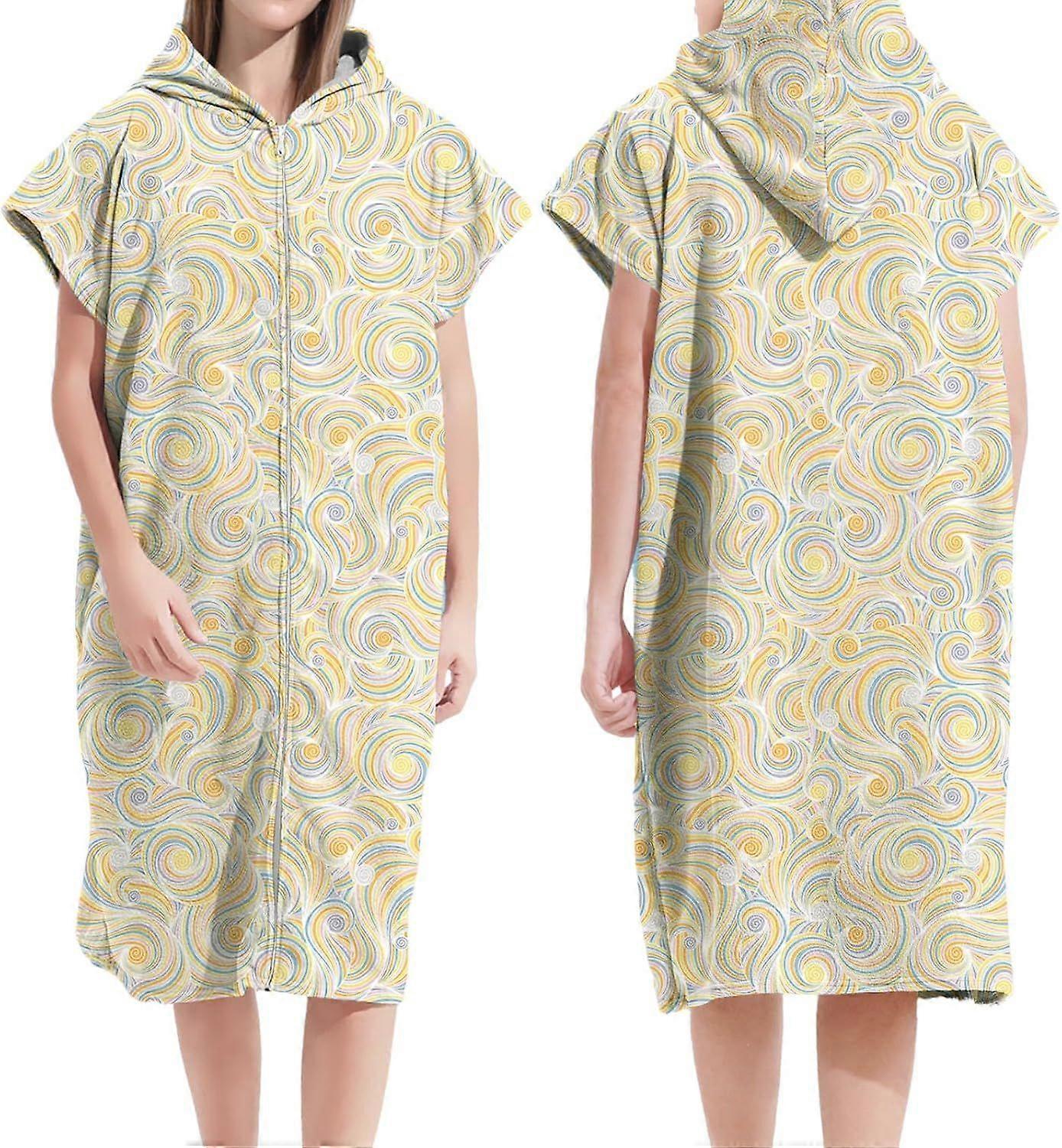 Microfiber Beach Towel Zipper Style Large Bathrobe 110cm x 75cm (Suitable for Height 155-158cm), Oversized Hooded Design Pool Towel, Windproof, Water