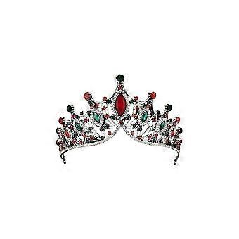 Luxuriöse Strass Prinzessin Krone Stirnband Foto Requisiten Party Haarschmuck für Brautduschen Geburtstage und Abschlussball Uraltes Silber Rot a KB