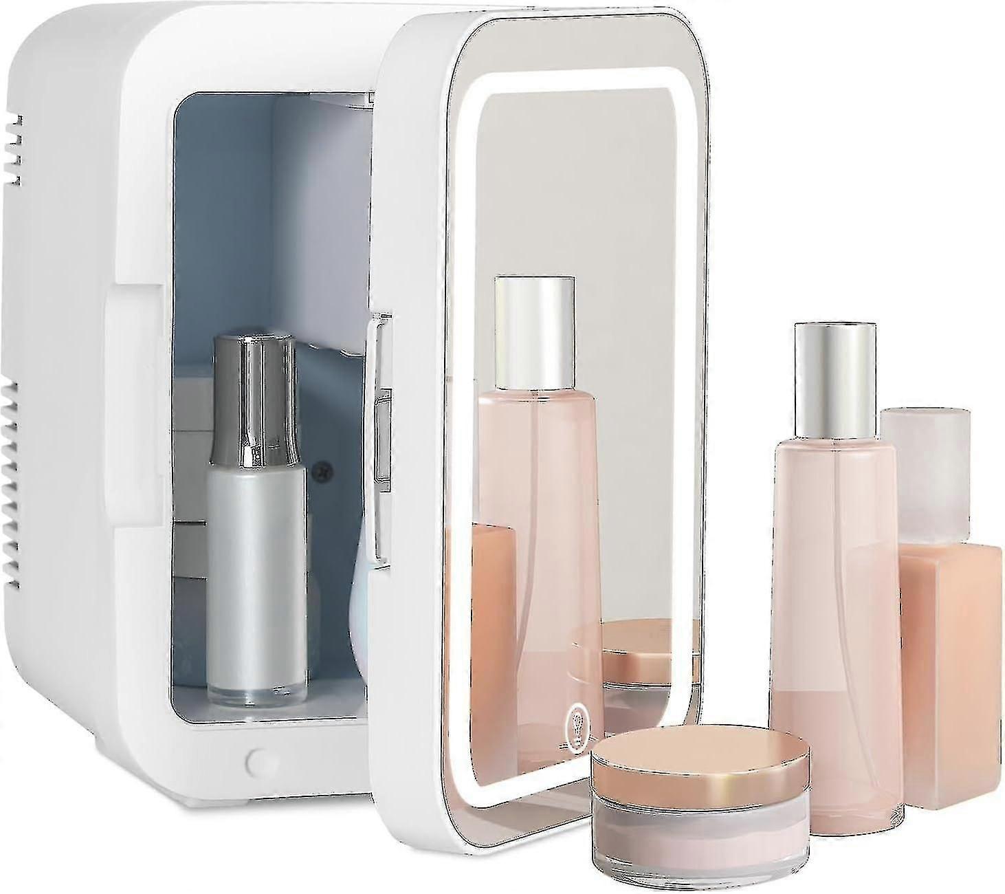 Mini Fridge For Bedrooms 8l Skincare Fridge With Led Mirror Compact Car Fridge For Home Office Cosme