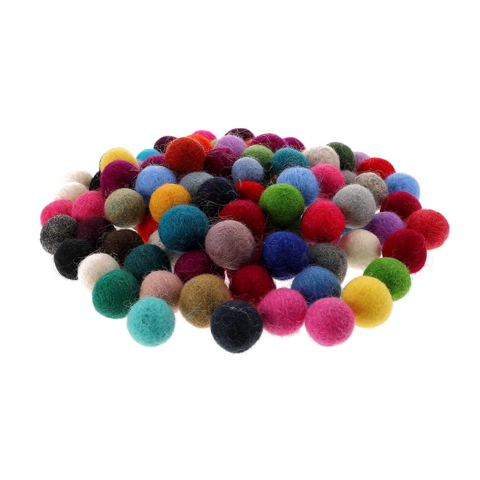 Pom Poms 100 Pcs 2 Cm Wool Felt Pompoms For Crafts, Fluffy DIY Beads, Assorted Colors, Handmade For Children