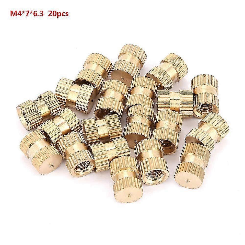 M4 Blind Hole Single Pass Brass Insert Embedded Knurled Nut (M4*7*6.3 20pcs)