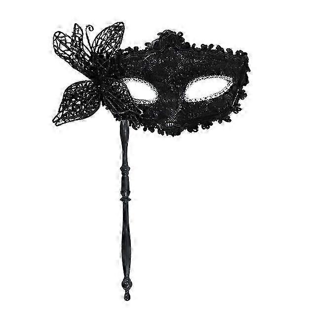 Masquerade Mask with Holding Stick Halloween Party Mask Shiny Sequins Queen Mask