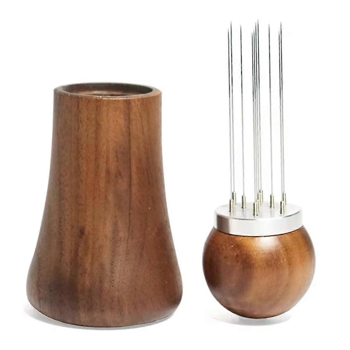 Espresso Coffee Stirrer Needles 0.4mm Espresso Distribution Tools Natural Wood Handle and Stand B