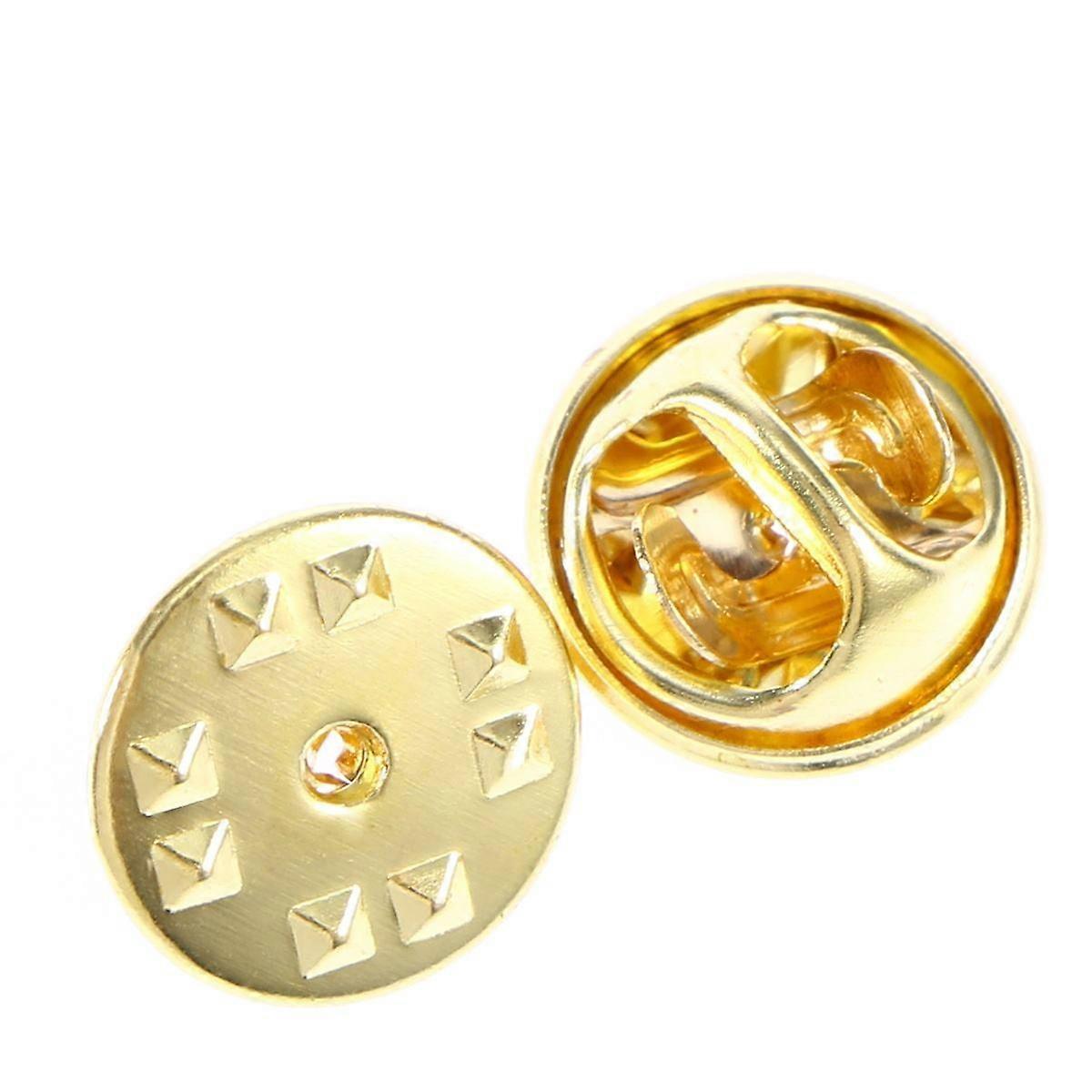 50pcs Brass Clutch Badge Insignia Clutches Pin Backs Replacement (Gold)