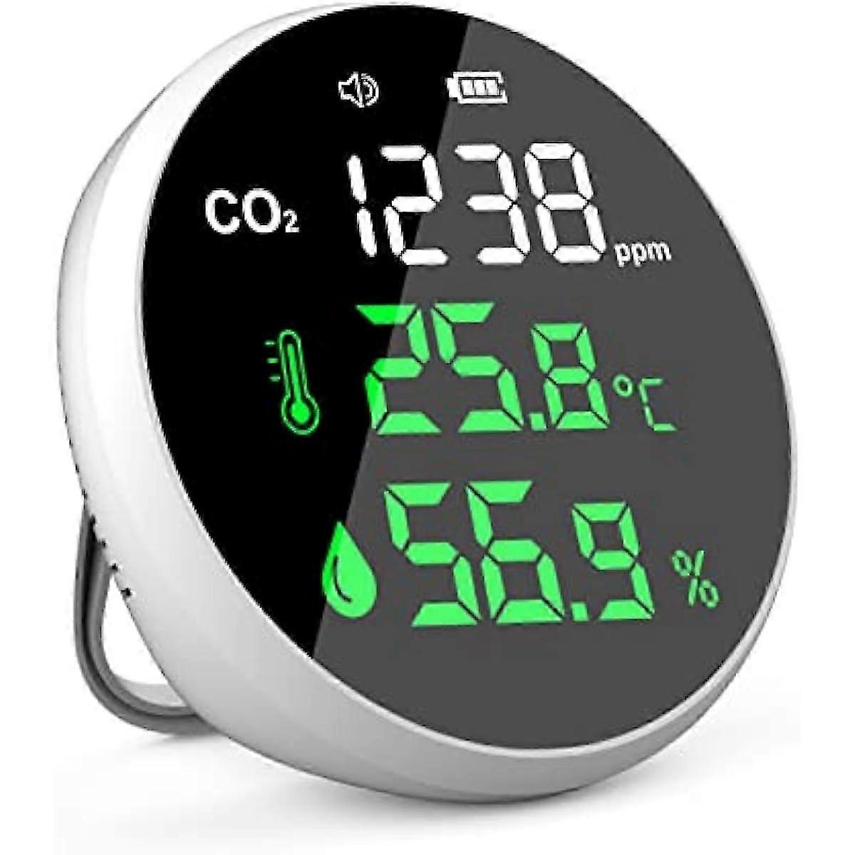 CO2 メーター 400-5000PPM 大気質モニター、温度 & 湿度、壁 / テーブルトップマウント付き