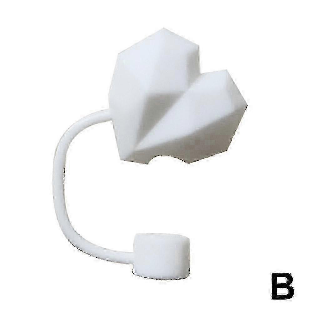 10mmストロー用3Dハートシリコンストローカバー-防塵ホワイト