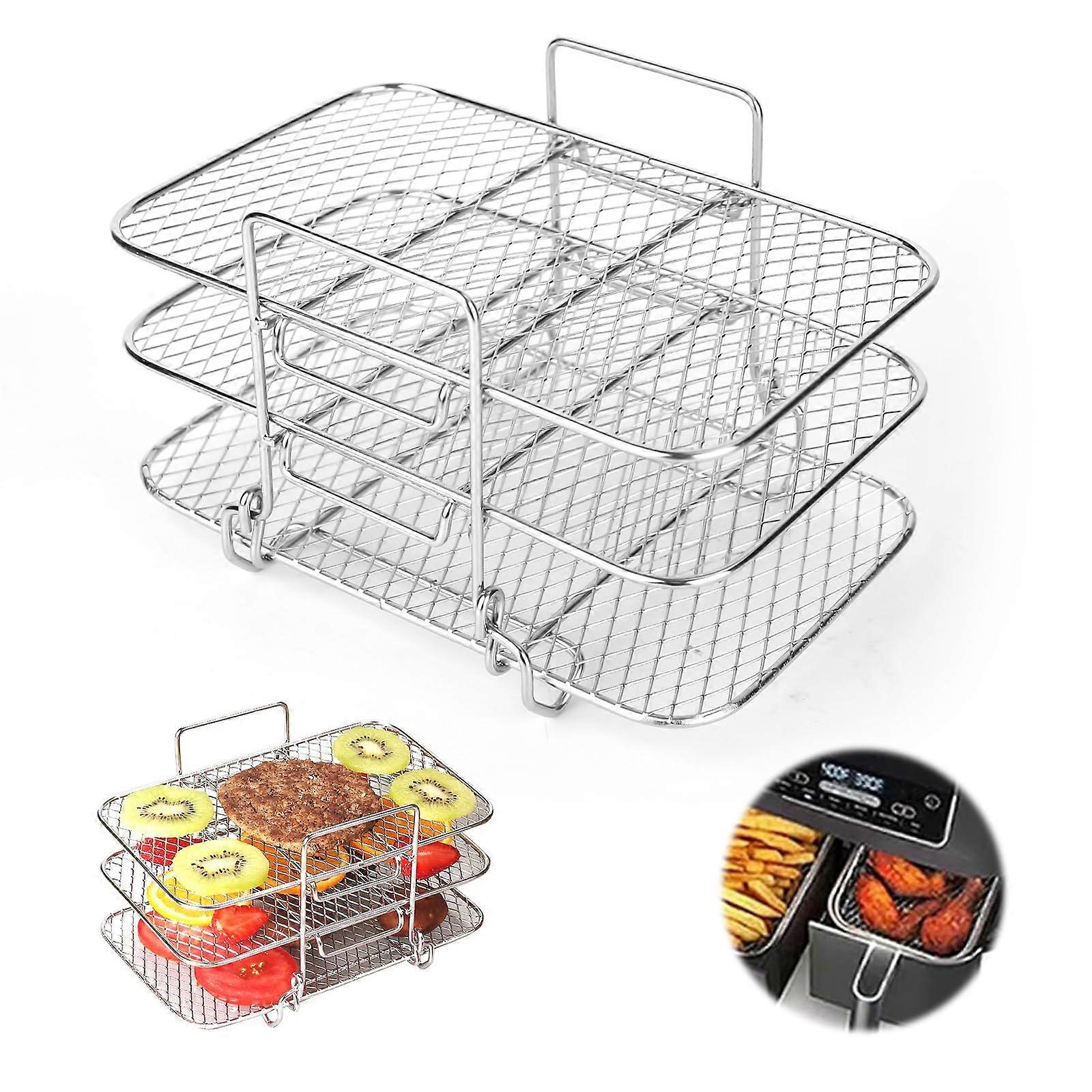 Cooking Grate for Airfryer, 304 Stainless Steel, ThreeLayer Stacking, for Ninja AF300EU AF400EU