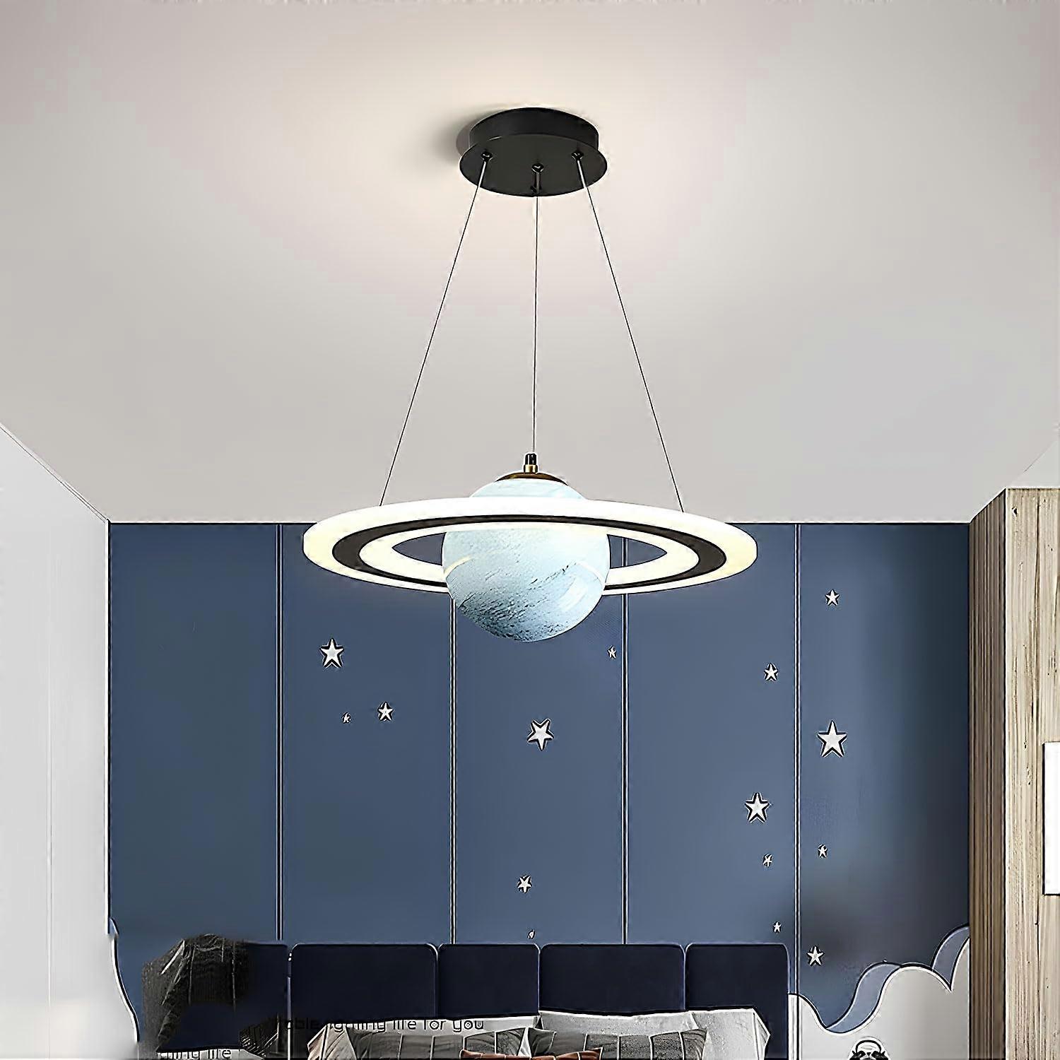 s Room Planets Pendant Lights, Modern Acrylic E27 Ceiling Light with Glass Lampshade