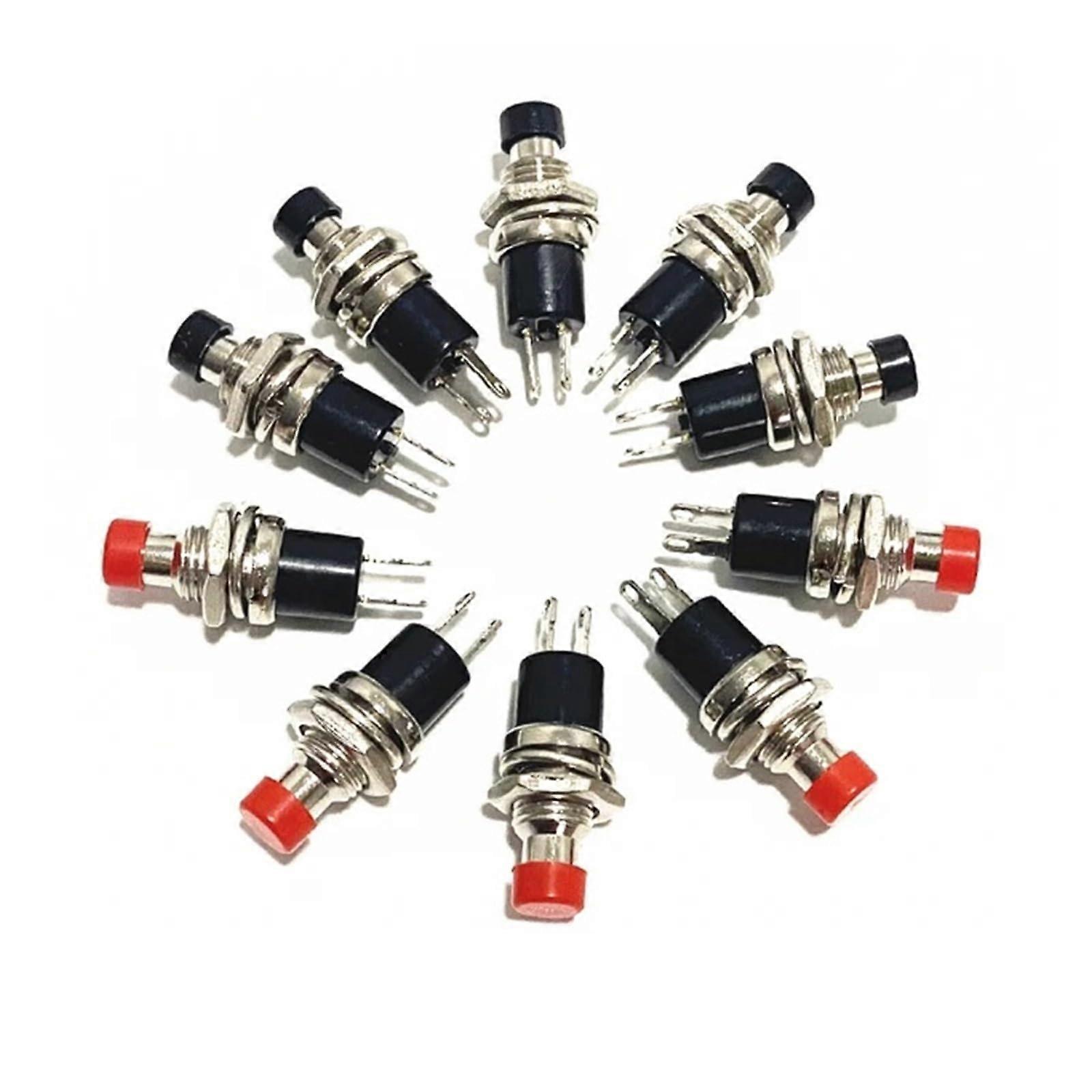 PBS-110 Round Momentary Push Button Switch 5PCS, 7MM Micro Switch, Normally Open NC, 1NO1NC Self-Reset