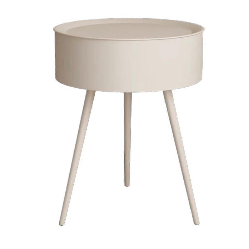 Iron Coffee Table Nightstand, Modern Simple Side Table, Small Round Corner Table with Storage, Compact Sofa Table