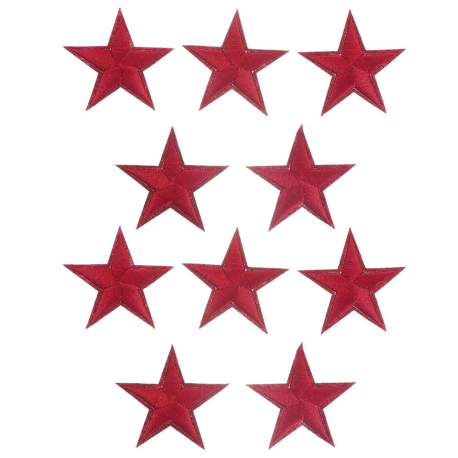 Star Patches for Clothing Five-pointed Star Decorative Patch Clothes Badge for T-shirt Jeans Skirt Red Polyester Repair 10Pcs