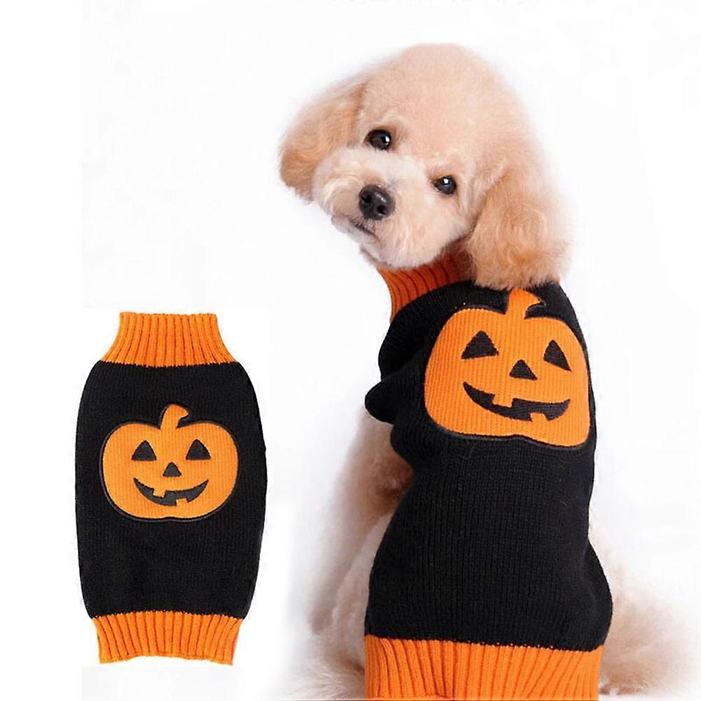 Halloween Dog Sweater Turtleneck Pet Dog Clothing Pumpkin Pattern Random Color Size Xs For Winter Jogging Keeps Warm 1Set