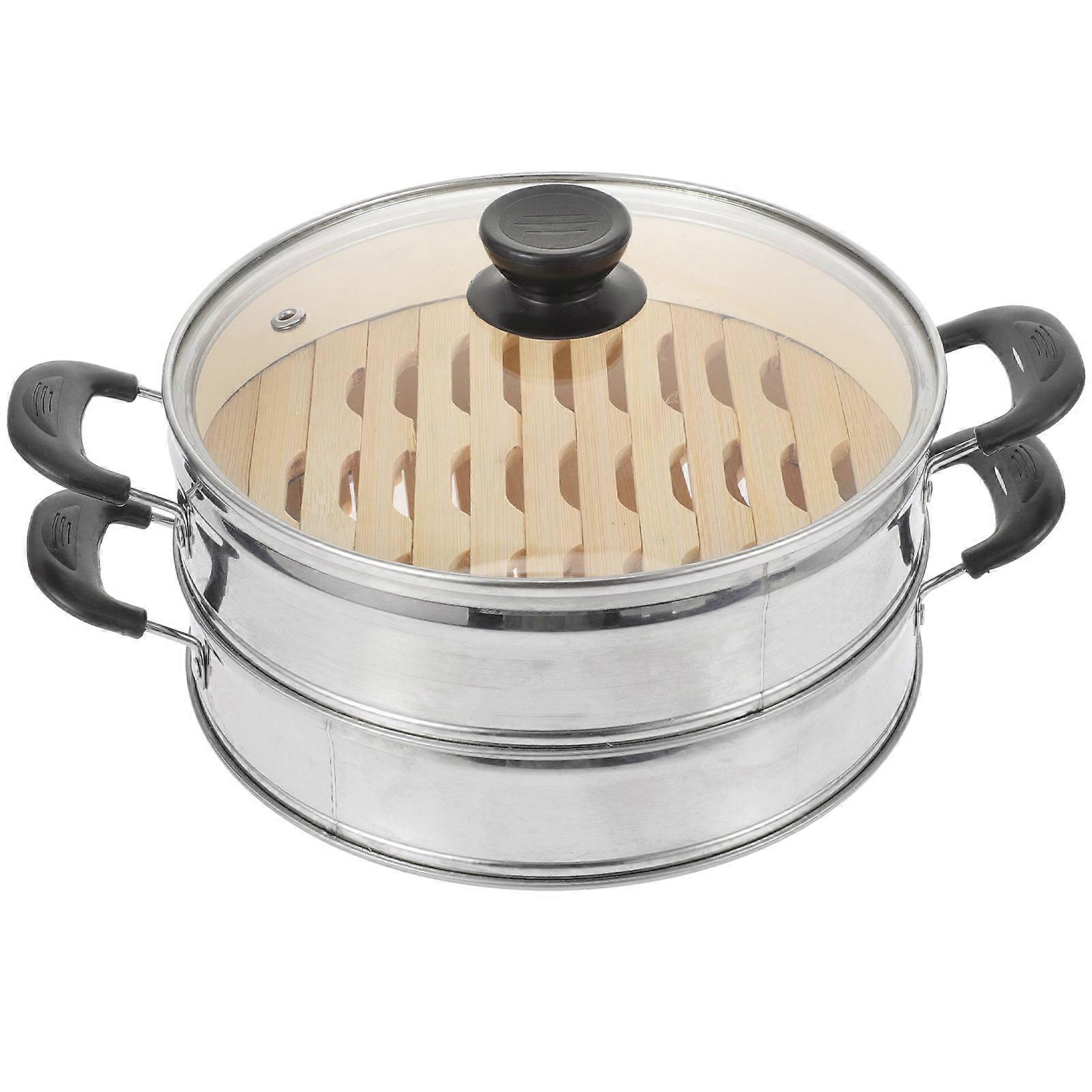 Metal Steamer Basket Stainless Steel Cooking Steamer for Family Cooking Commercial Use Silver Color 1Set