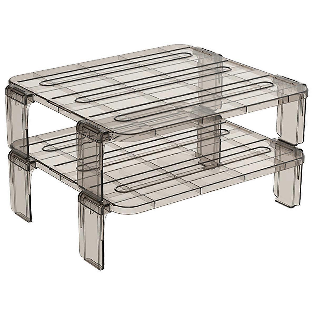 Multi-Purpose Refrigerator Shelf Storage Rack Leftover Storage Fruits Rack Light Brown 28X24X16cm 2Set