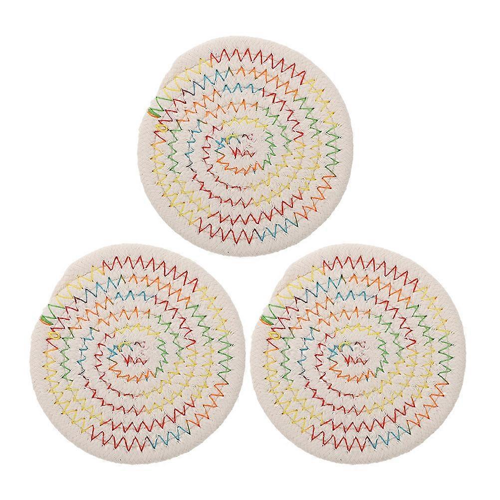 Drinking Coasters Cotton Rope Coasters Hotel Use Square Macrame Design Heat Insulation Prevent Slipping 3Pcs