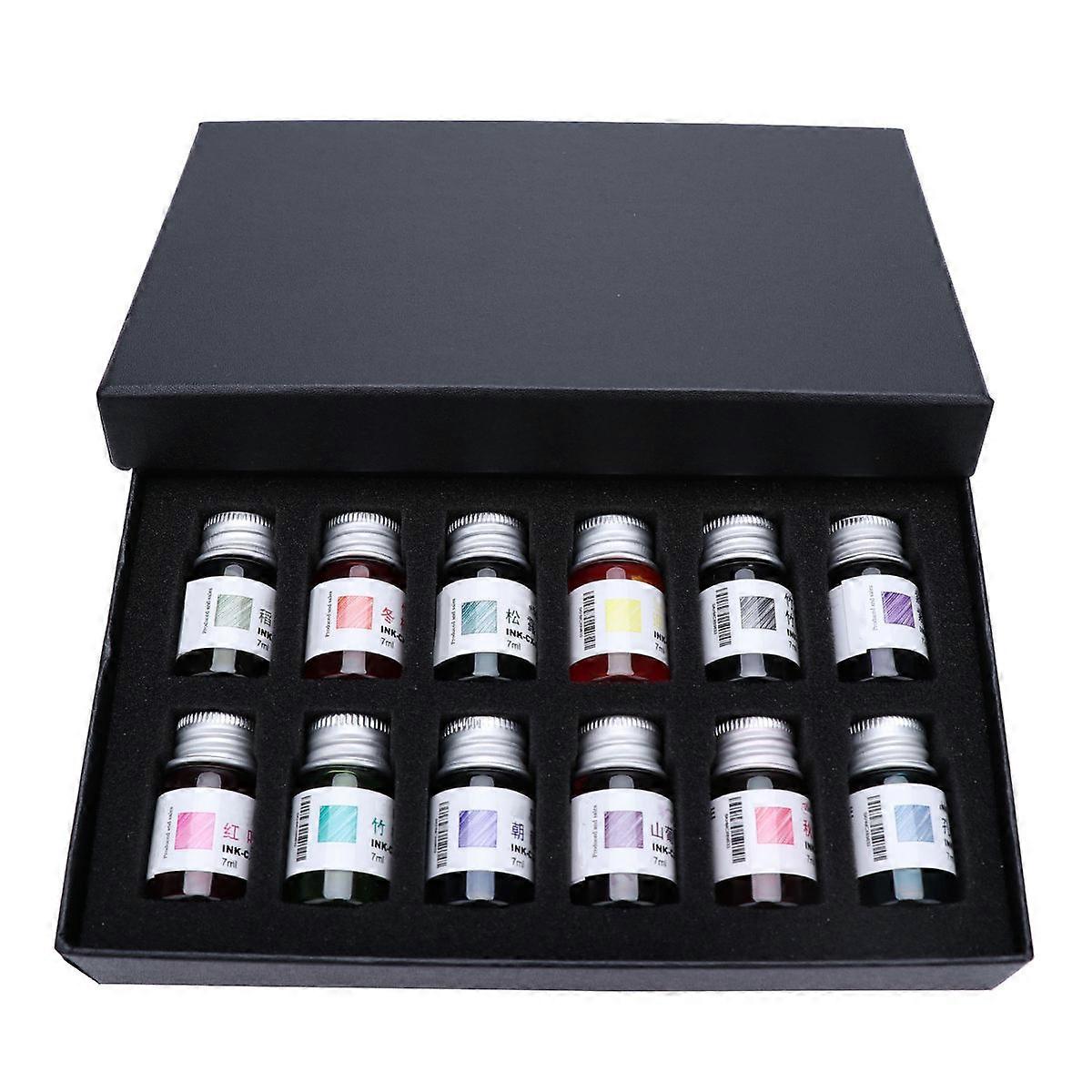 Bottled Ink For Fountain Pen Assorted x 2 x 2 Cm Writing Art Projects 12Pcs