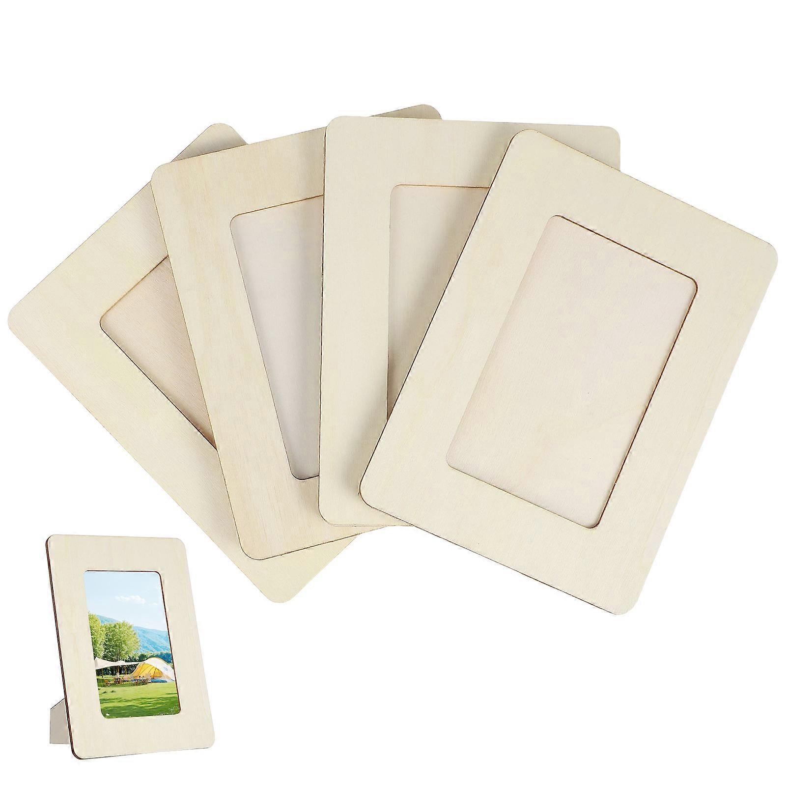 Paintable Frames 4 Pcs Ideal For Kids Crafting 16.60X12.20X0.70CM Khaki Blank Design For Photo Display