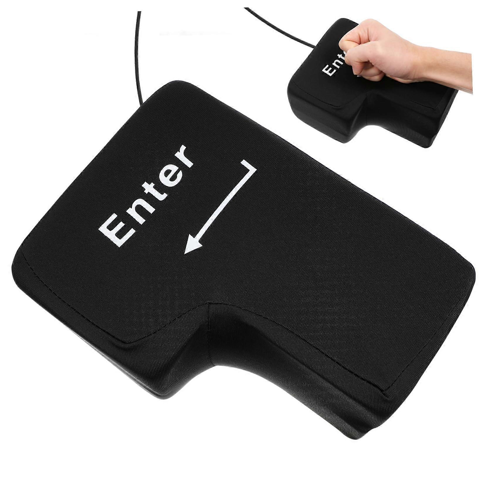 Large Enter Button Cushion with USB for Stress Relief, Ergonomic Enter Throw Pillow for Office and Home, Ideal for Nap and Relaxation, Colour