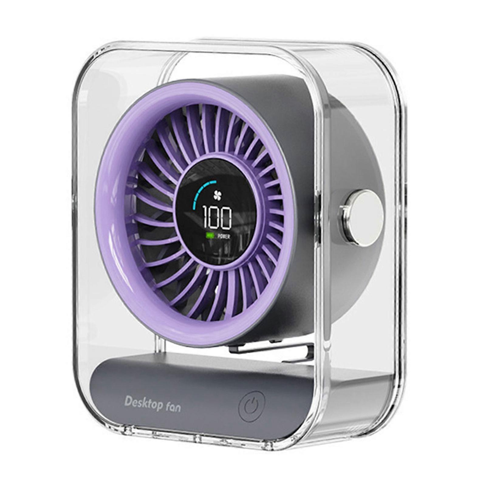 Practical Small Cooling Fan Digital Display Fan with 100 Adjustable Speed Suitable for Indoor Desk and Wall Mounting Purple